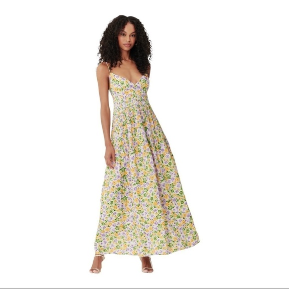 NWT NICHOLAS Susan Maxi Dress in Whistledown Floral Yellow Multi Size US 8 - Picture 2 of 15